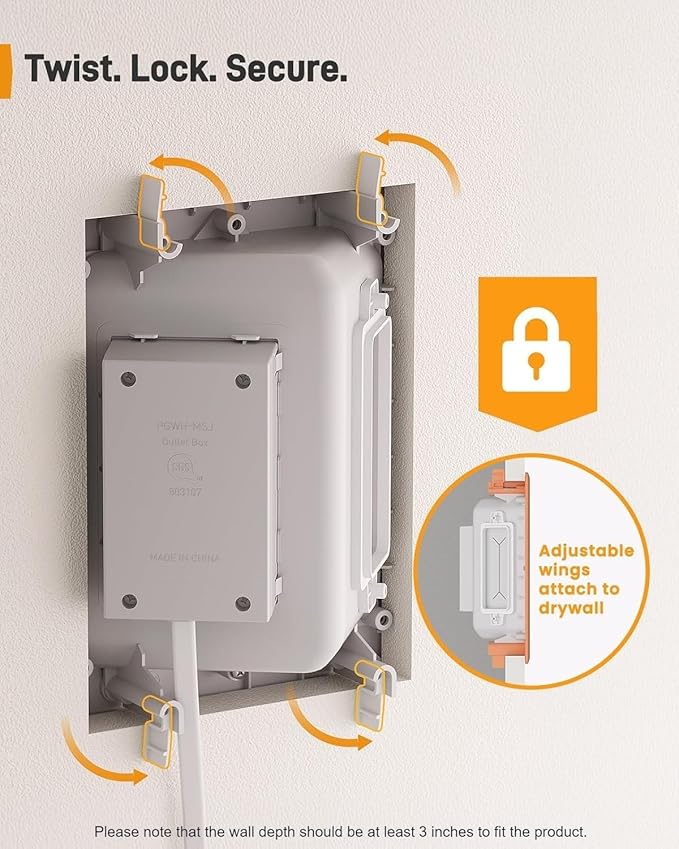 Perlegear TV in-Wall Cable Management Kit, USB and Typ C Ports Cord Hider for Wall Mount TV with Recessed Power, Includes Drill Templates, Dust Bags, Drywall Saw, Extension Cable