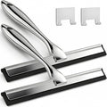 ALFLOD 2PACK All-Purpose Shower Squeegee for Shower Doors, Tile Shower Walls, Bathroom, Window, Glass and Car Windshield, Mirrors and Kitchen-Stainless Steel, 9.8-Inch, Silver