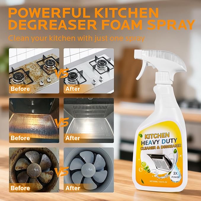 Wind in Hand Kitchen Cleaner Spray for Oven Cleaner - clean up kitchen oil stains Degreaser for Range Hoods, Cooktop Cookware & Appliances - Rich Foam & Deep Cleaning for Heavy Duty