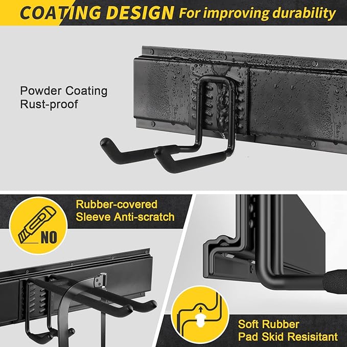 UUP 48" Garage Tool Organizer Wall Mount, 440lbs Garden Garage Storage Garage Organization with Adjustable Heavy Duty Hanging Hooks, Yard Rack Hanger System Shovel Rake Broom Ladder Holder, Men Gift