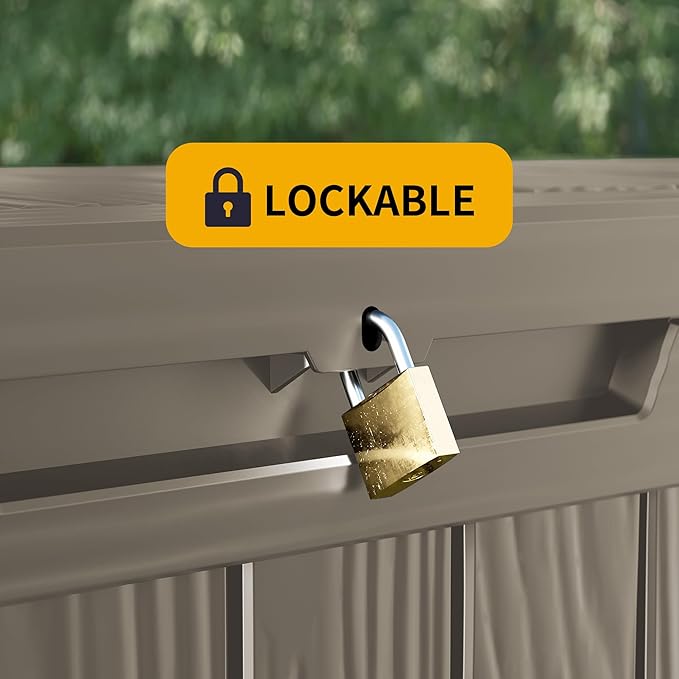 Outdoor Storage Box Waterproof, Lockable Resin 80 Gallon Deck Box Patio Storage Bin for Pool Accessories Cushion Furniture, Garden Tools, UV-Resistant Outside Delivery, Grey