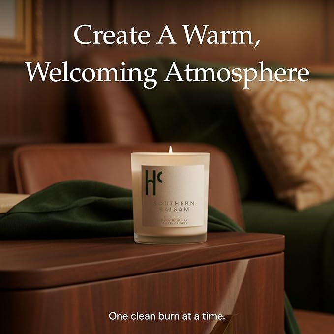 Southern Balsam Single Wick Soy Candles, Luxury Scented Candles for Home - Up to 60 Hour Burn Time, Cruelty-Free Soy Wax Blend - Cedarwood Fragrance, Notes of Eucalyptus & Amber (9 oz)