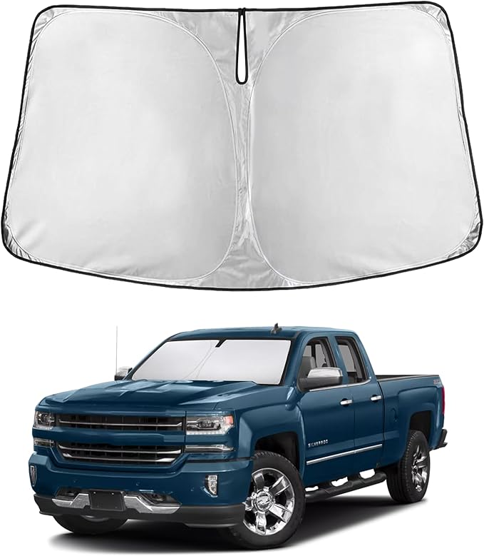 EcoNour Windshield Sun Shade for Chevrolet Silverdo 2011-2017 2018 2019, Sun Visor for Front Windshield & Window Sunshade Cover, UV Heat Blocker & Protector, Car Accessories