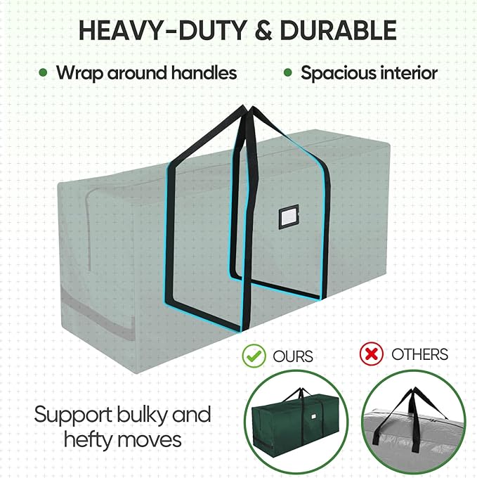 BALEINE 7.5 ft Extra Large Christmas Tree Storage Bag With Reinforced Handles and Dual Zippers for Wide Opening (Green)
