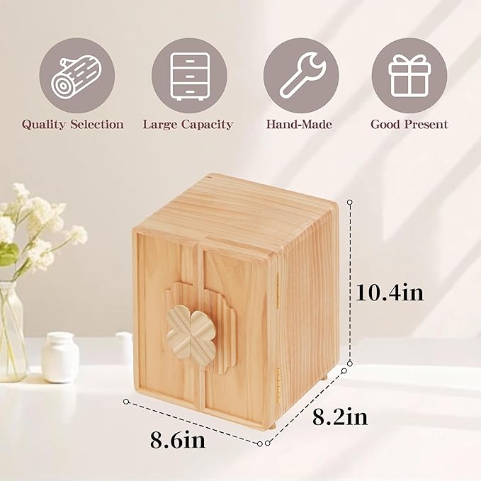 Jewelry Box for Women Girls, Wooden Jewelry Box Organizer Functional With Drawers, 5 Layers Jewelry Organizer for Earring, Ring, Necklace, Bracelets