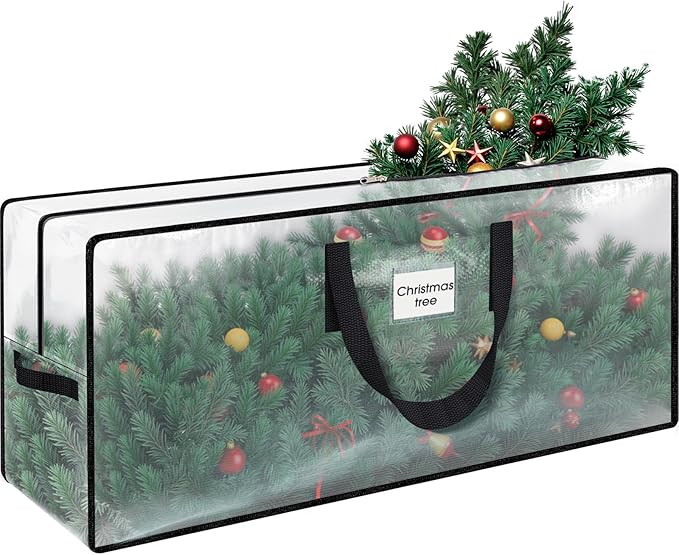 Christmas Tree Storage Bag 7.5 ft, Heavy Duty Clear Tree Bag for Storage with Sturdy Zipper and Handles, Waterproof Xmas Tree Storage Bag for Various Scene Storage and Moving