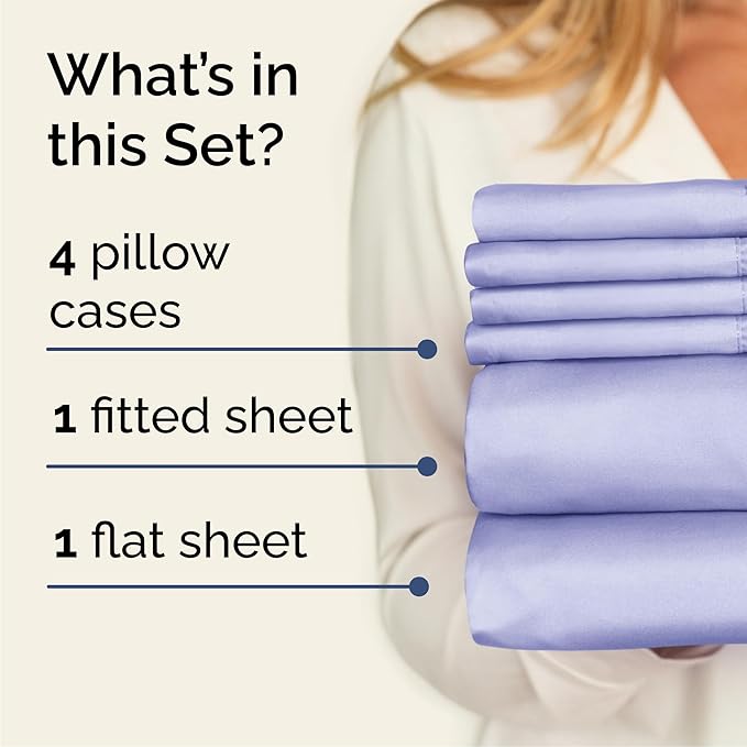 King 6 Piece Sheet Set - Comfy Breathable & Cooling - Ultra Soft Hotel Luxury Bedding Set w/ 8-16 Inch Deep Pockets - 1 Flat & 1 Fitted Sheet & 4 Pillowcases - Wrinkle Free and Easy Care - Lavender