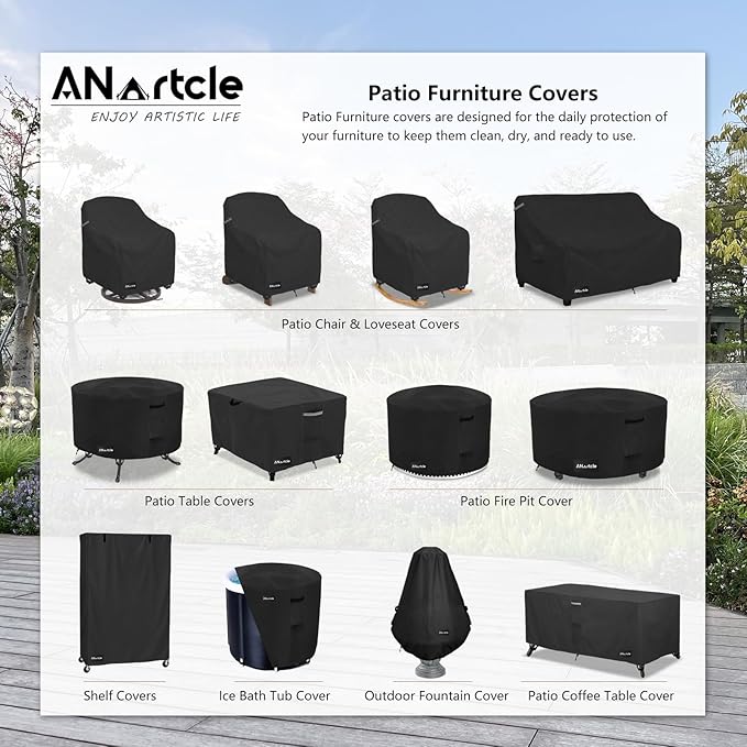 Patio Chair Covers,600D Waterproof Heavy Duty Outdoor Lawn Patio Furniture Covers,Patio Swivel Chair Covers for Outdoor Furniture(35W x 37D x 36H inches) Black