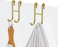 304 Stainless Steel Shower Door Hooks, Gold, 2 Pack Over Shower Glass Door Hook, Rack Hooks, Frameless, Bathroom Hanger, Drilling-Free, Glue-Free, Towel Hooks for 0.47inch Thickness Glass
