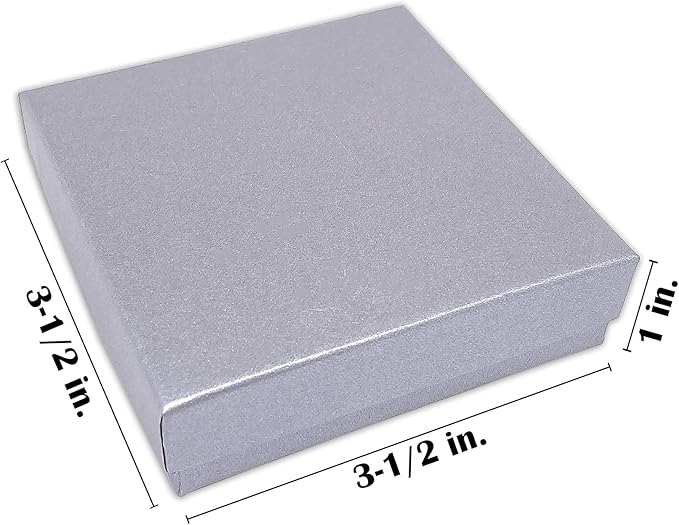 TheDisplayGuys - 25-Pack #33 Cotton Filled Cardboard Paper Jewelry Boxes Gift Case - Pearl Gray (3.5" x 3.5" x 1.0") - for Shipping or Storage