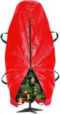 9 ft Christmas Tree Storage Bag, Upright Christmas Tree Bag with Strong Handles, Waterproof & Tear Resistant Xmas Storage Cover with Zippers for Wide Opening(Red)