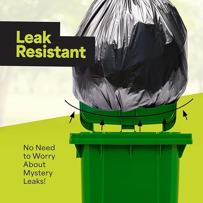 EconoHome Commercial 55-60 Gallon Garbage Bags - High Density Extra Large Trash Bags - 40x54" 17 Micron - Industrial Plastic Can Liners for Light Waste - Made in the USA - Bulk 150-Count, Black