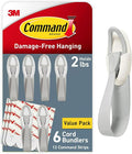 Command Cord Bundlers, Damage-Free Hanging Cord Organizer, No Tools Cord Bundler for Hanging Electrical Cables of Christmas Decorations, 6 Gray Cord Bundlers and 12 Command Strips