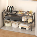 Mustorn Pots and Pans Organizer Under Cabinet, Expandable 2 Tier Under Sink Organizers Storage Adjustable Height Kitchen Pot and Pan Lid Holder Rack with 6 Dividers(4panels,2baskets,1 Pot rack,Black)