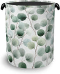 Eucalyptus Leaves Laundry Basket,Foldable Oxford Cloth Tote Bag Laundry Hamper Clothes Storage Bucket Organizer for Bedroom Laundry Storage Dormitories 16" x 20.8"