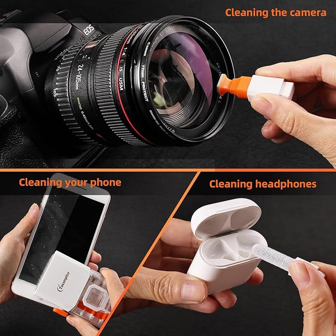 Tassmpitor Laptop Cleaning Kit, All in 1 Keyboard Cleaning kit for MacBook iPad iPhone, Compact Keyboard Cleaner with Brush and Spray for Tablet, Airpods, Earbud, Computer Screen, PC Monitor, White