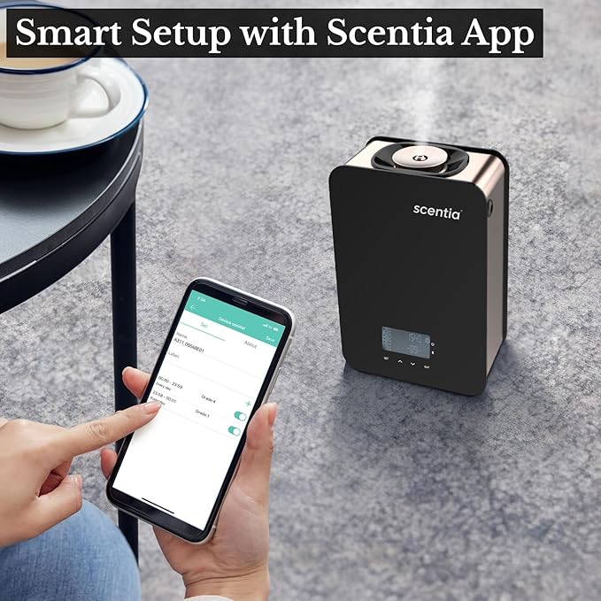 Smart Bluetooth HVAC System with App Control Scent Diffuser | Waterless Diffuser for Home, Office, Large Room, Studio, Yoga,| Coverage Upto 2000 Sq.ft | Scentia CASA SC 2000 Black