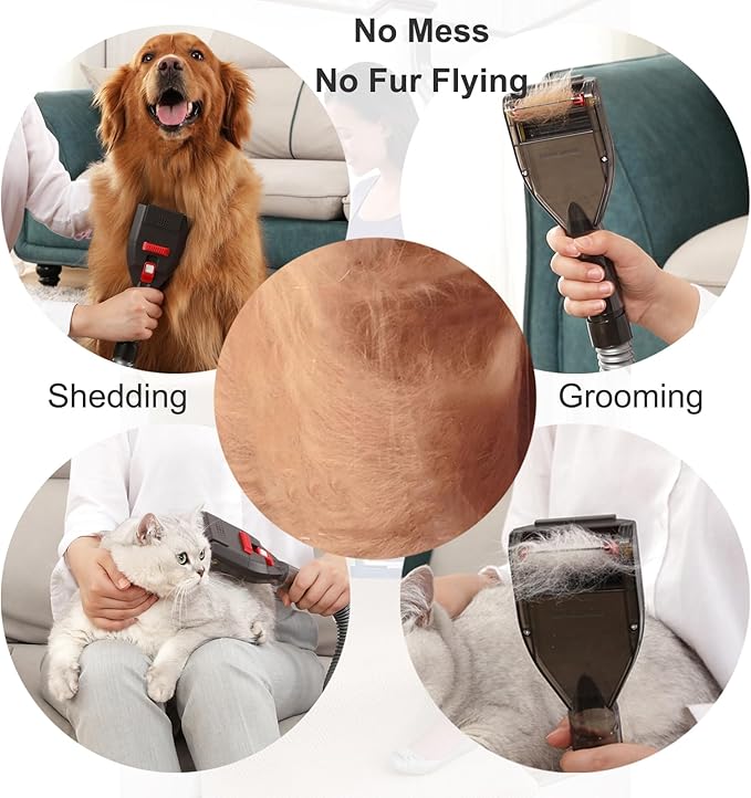 Kodahome Dog Brush Vacuum Attachments, Compatible with Shark Navigator Rotator Lift Away Stratos Rocket NV360 NV501 HV300... Vacuums, Pet Hair Shedding Grooming Tool with Hose Adapters