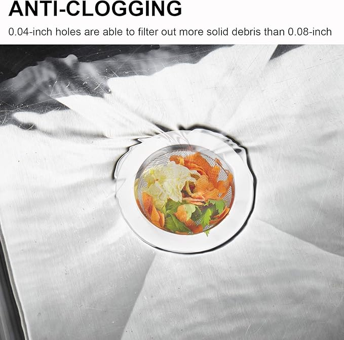 LASSHSWA 4 PCS Kitchen Sink Strainer Stainless Steel, Kitchen Sink Drain Strainer，Sink Strainers with Large Wide Rim 4.5" Diameter for Kitchen Sinks