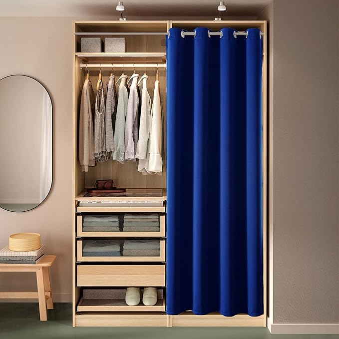 ChrisDowa Blackout Door Curtains for Doorway Privacy, Grommet Closet Curtains for bedroom closet door, Thermal Insulated Temporary Doorway Cover Room Divider Drapes (1 Panel, Royal Blue, 42 x 80 Inch)