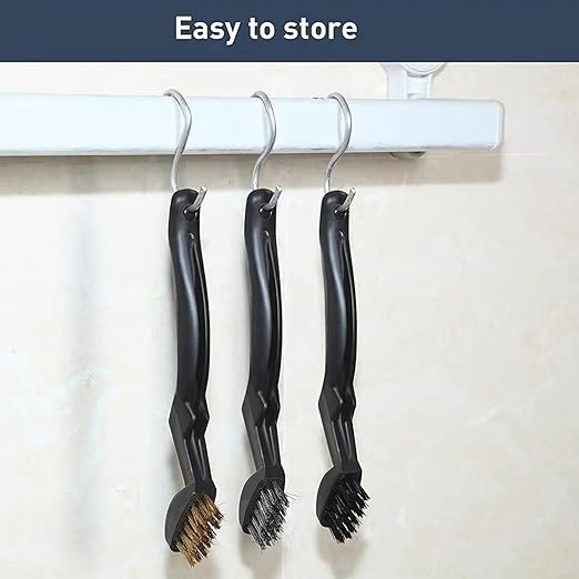 Wire Brush Set, 9-Piece, for Removing Weld slag, Rust and dust. Wire Cleaning Brushes comprise Three Different Sizes, Featuring Brass, Nylon and Stainless Steel Bristle Heads respectively, Black