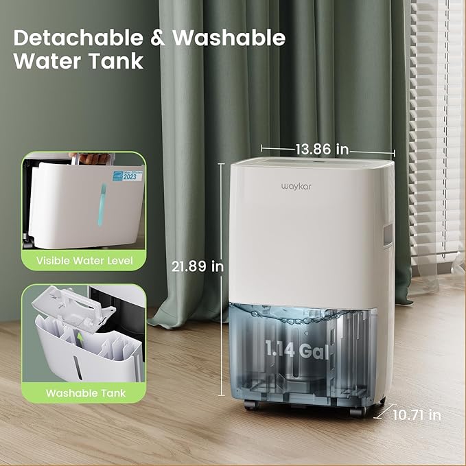 Waykar 120 Pints Energy Star Dehumidifier for Spaces up to 6,000 Sq. Ft at Home, in Basements and Large Rooms with Drain Hose and 1.14 Gallons Water Tank