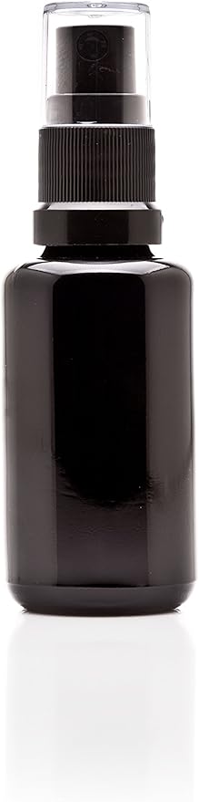 Infinity Jars 30 Ml (1 fl oz) Black Ultraviolet Glass Fine Mist Spray Bottle Cleaning Products Refillable Containers Homemade Perfume Blends Room, Sprays Bath Beauty Hair, Screw Top Bottles