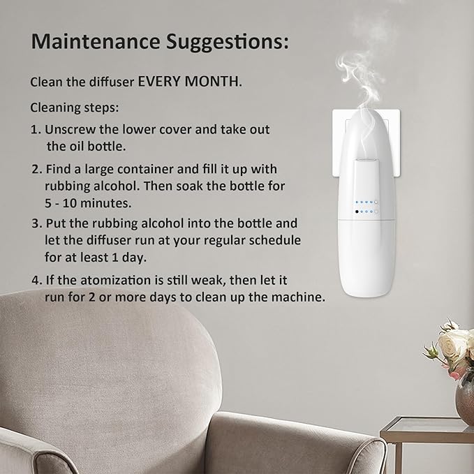 Plug In Scent Air Machine for Home, Waterless Aroma Diffuser for Essential Oils 100ml/500 Sq.Ft, Portable Fragrance Diffuser with Cold-Air Diffusion Tech for Large Room, Office, Spa (White)
