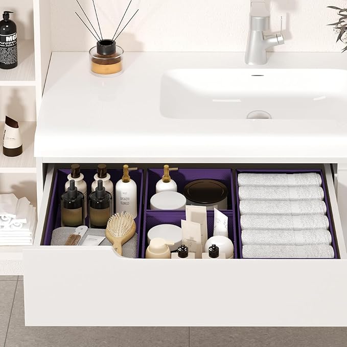 DIMJ Drawer Organizer Clothes - 24 Pack Closet Drawer Organizer Bins for Baby Clothes Storage, Fabric Dresser Organizer for Nursery Bedroom, Foldable Small Drawer Dividers for Underwear Socks