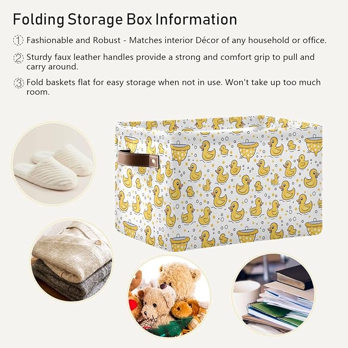 ALAZA Yellow Duck Stylish Foldable Storage Box Storage Basket Organizer Bins with Handles for Shelf Closet Living Room Bedroom Home Office 1 Pack