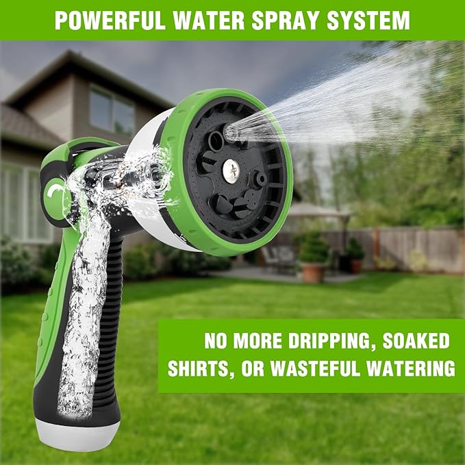 Yesker Garden Hose Nozzle Water Hose Sprayer Nozzle Adjustable 10 Spray Patterns Heavy Duty Metal Nozzles Thumb Control w Non-Slip Grip for Outdoor Watering Plants Lawn Washing Car Pets, Black & Green