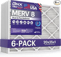 BNX TruFilter 20x25x1 Air Filter MERV 8 (6-Pack) - MADE IN USA – Dust & Pet Defense Electrostatic Pleated Air Conditioner HVAC AC Furnace Filters for Dust, Pet, Mold, Pollen MPR 600 – 700 & FPR 5