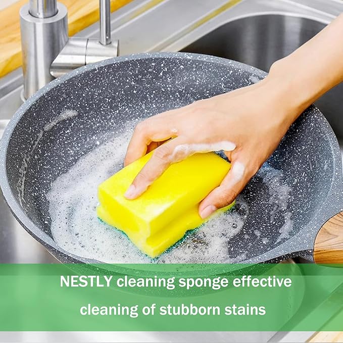 NESTLY Kitchen Sponges, Heavy Duty Dish Sponges for Cleaning Kitchen, Dishes, Bathroom, 6-Pack Cleaning Sponge