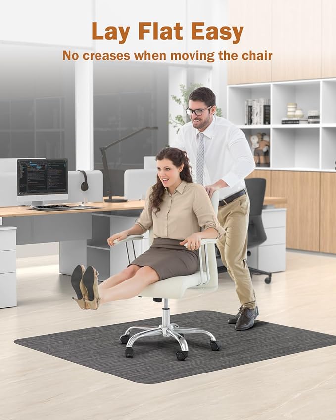 Blvornl Office Chair Mat for Hardwood Floor, 50"*63" Desk Computer Chair Mat for Hard Wood, Large Anti-Slip Hard Floor Protector for Rolling Chair, PVC Desk Rug for Office Black
