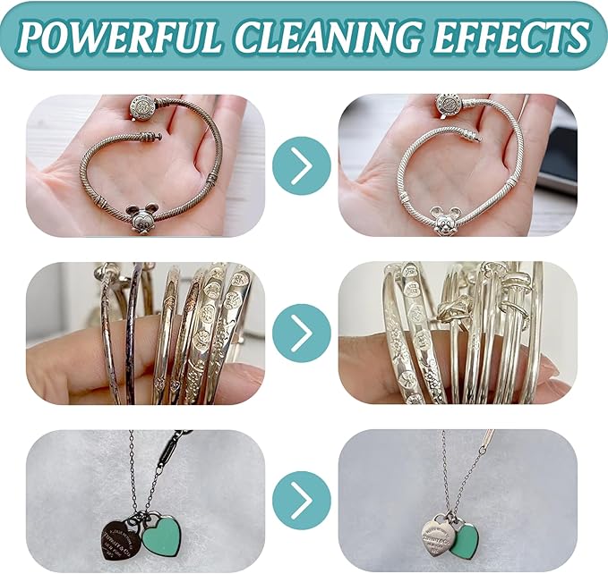 Hzutloer Silver Polish Cleaner,Jewelry Cleaner Tarnish Remover,Safe & Gentle,No Rinse,for Materials of Sterling Silver,Gold,Platinum,6.73 Fl Oz