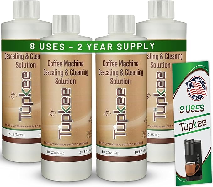 Coffee Machine Descaler Descaling Solution - Made in the USA - 2 Uses Per Bottle – Universal Cleaning Descaler for Keurig, Nespresso, Breville, Delonghi Coffee Makers & Espresso Machines – Pack of 4
