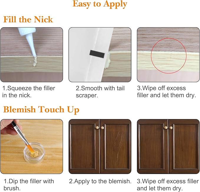 SEISSO Wood Furniture Repair Kit -Set of 50, 24 Colors Wood Touch up Fillers, Wood Repair Paint with Scraper and Brushes, Repair Scratches, Cracks, Stains, Hole, for Tables, Laminate, Cabinet, Floors
