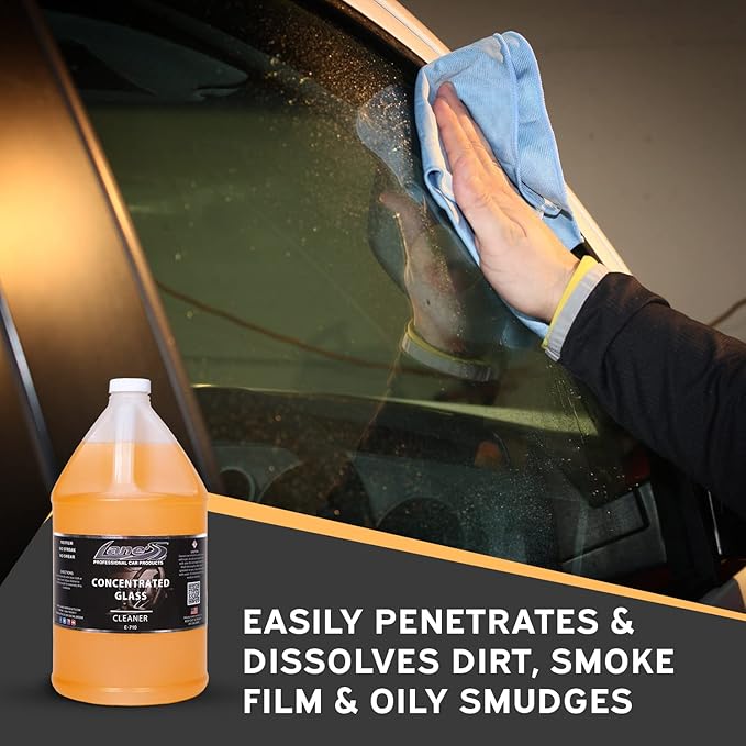 LANE'S Concentrated Auto Glass Cleaner | Tint-Safe Car Windshield, Window Cleaner | Removes Automotive Smoke Film, Fingerprints, & Smudges | Streak-Free, Safe for All Glasses | 128oz, 2 Pack