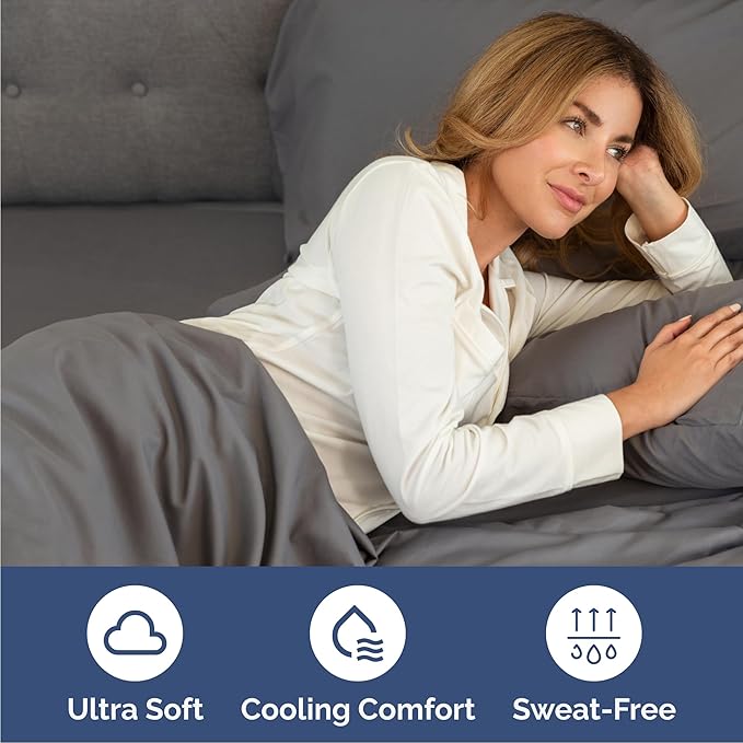 Cal King 6 Piece Sheet Set - Comfy Breathable & Cooling - Ultra Soft Hotel Luxury Bedding Set w/ 8-16 Inch Deep Pockets - 1 Flat & 1 Fitted Sheet & 4 Pillowcases - Wrinkle Free & Easy Care - Dark Grey