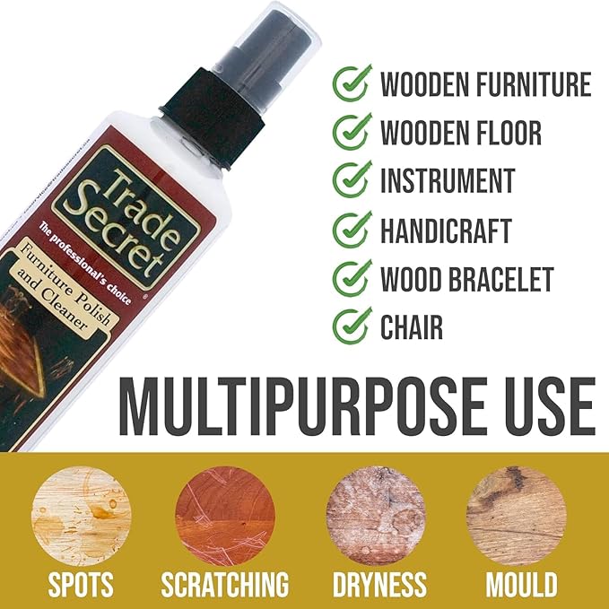 Trade Secret Country Scented Furniture Polish 8 fl oz (236 ml) For Wood Furniture, Pianos, Cabinets, Low VOC, No Wax or Silicone