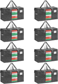 VENO 8 Pack Moving Bags, Christmas Storage Bins, Moving Boxes Alternative, Comforter and Blanket Storage Bags, College Dorm Packing Supplies, Foldable Heavy-Duty Tote with Window (Gray, 8 Pack)