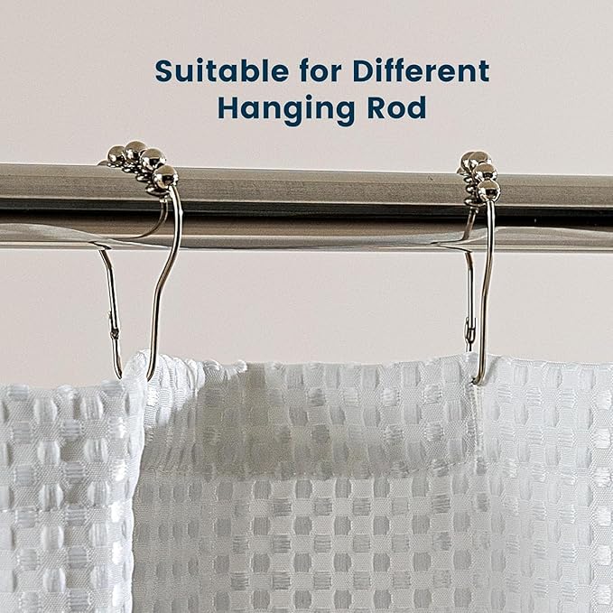 SLEEP ZONE Shower Curtain Liner, Waffle Shower Curtains for Bathroom, Heavy Duty Thick Fabric Shower Curtains - 285GSM Luxury Weighted Polyester Bath Curtain, 72" × 86" (Pure White)