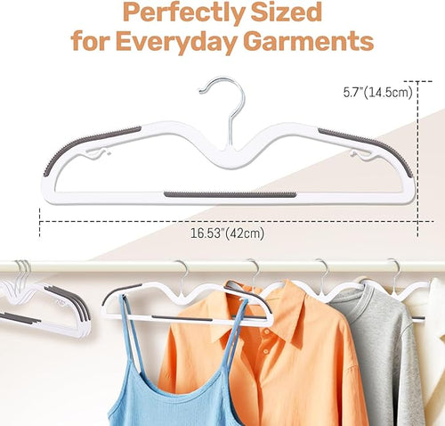 20 Pack Short Neck Plastic Hangers, Heavy Duty Clothes Hangers with Non-Slip Pads,Space Saving Closet Organizer for Shirts, Coats, Pants (Grey)