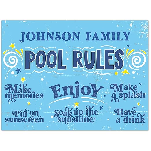 Custom Pool Sign, Fun Pool Rules for Pool Decor Sign, 18x24 Inches, Rust Free .063 Aluminum, Fade Resistant, Made in USA by Sigo Signs