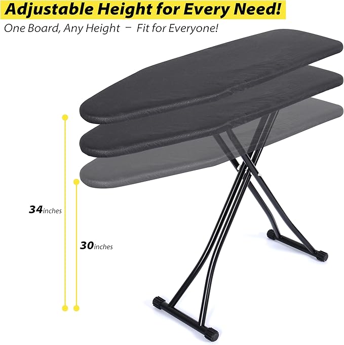 msezo Ironing Board-Foldable Adjustable Height Iron Board with Heat-Resistant Cover - Lightweight and Durable for Home Use