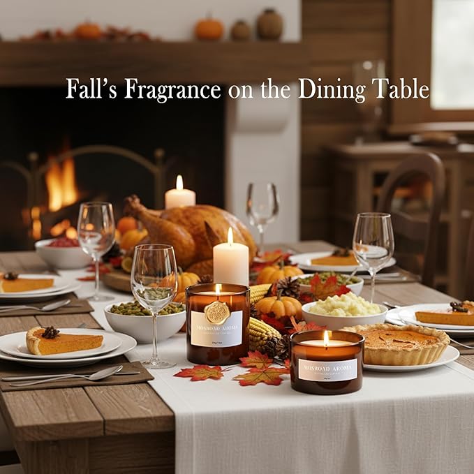 2-Pack Set Fall Scented Candles, Pumpkin Spice Soy Wax Jar Candle for Home, Natural Aromatherapy Candles, Cozy Fall Décor Holiday Fragrance Candle Gift for Women,Men
