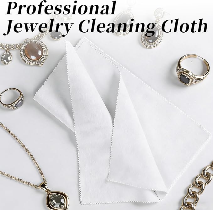 Silver Polishing Cloth, Jewelry Cleaning Kit, 10PCS Cleaning Polishing Cloth 2PCS White Cotton Gloves, Jewelry Cleaner Cloth for Sterling Silver Jewelry, Gold, Platinum, Silverware, Diamonds, Gemstone