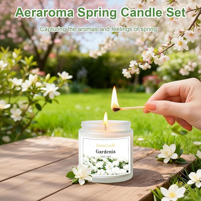 6 Pack Spring Candles for Home Scented, Scented Candles for Women Men, 21oz Natural Soy Wax Candle, Aromatherapy Candle Gifts Set for Birthday, Valentines Day, Anniversary