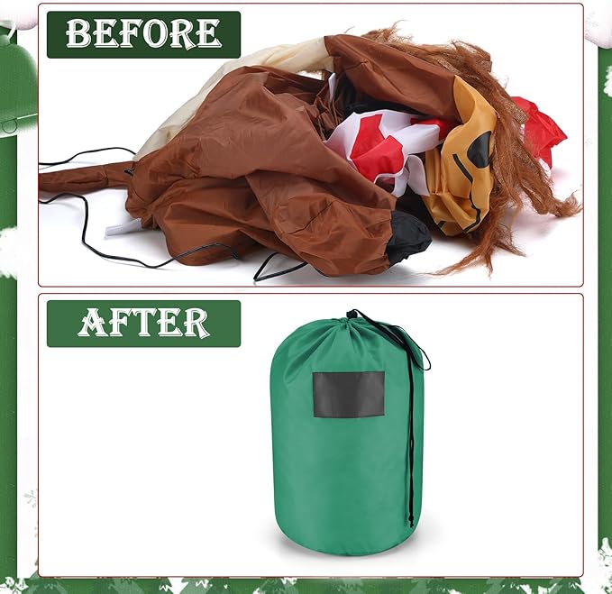 3 Pcs 21 x 12 Inch Christmas Inflatable Decorations Storage Bag with Blackboard Drawstring Waterproof Christmas Storage Containers for Holiday Xmas Ornaments Accessories Gift Organizer (Green)