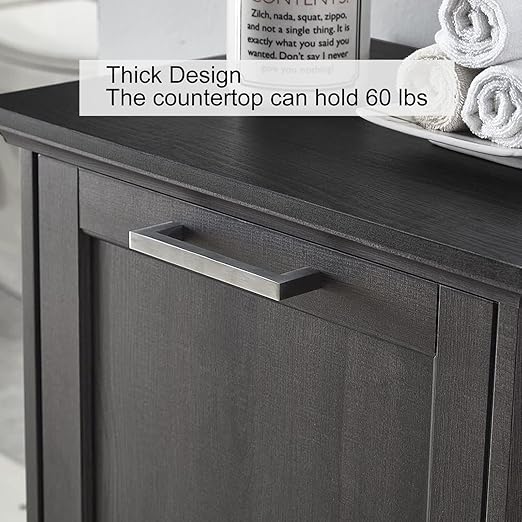 OLD CAPTAIN Wooden Tilt Out Trash Cabinet, Hidden Trash Can Kitchen Holds 10 Gallons (Dark Brown+Black Top Panel)